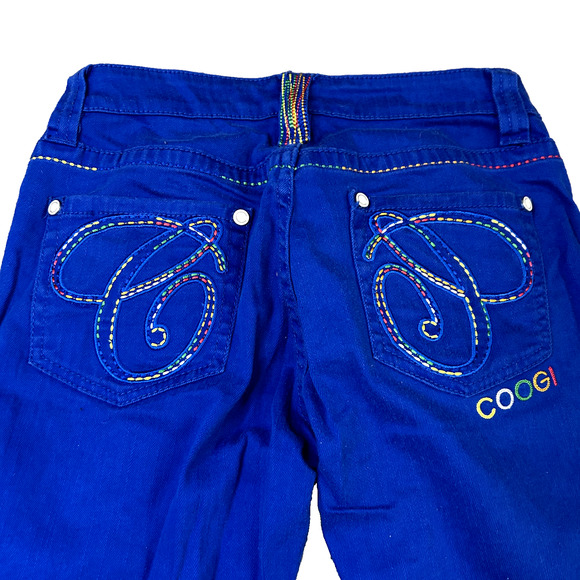 Coogi Jeans Women’s 30 Royal Blue Low Rise Straight Leg Embroidered Pocket - Picture 1 of 14
